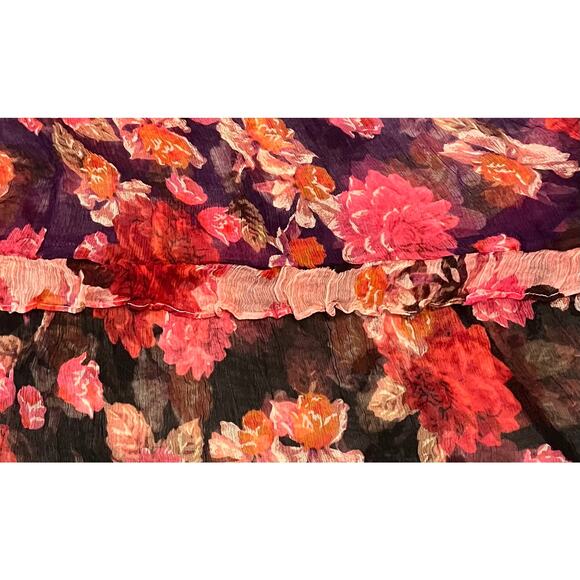 JOHNNY WAS JADE SILK V-NECK MAXI FIT & FLARE WAIST DRESS, WOMENS-XL-BLACK/FLORAL - Picture 10 of 12